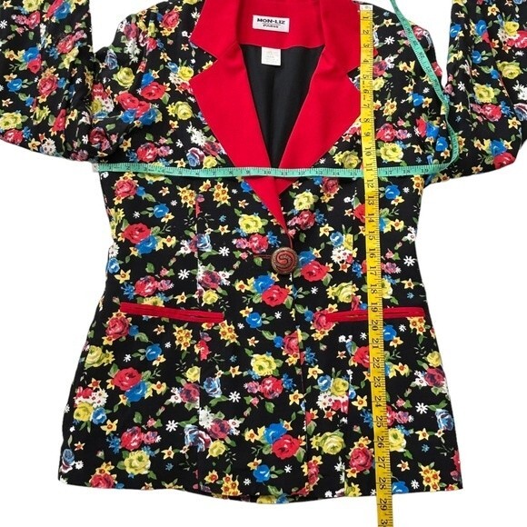 Mon-Liz Paris Vintage 80s 90s Floral Print Oversized Slouchy Blazer French Girl - Picture 3 of 7